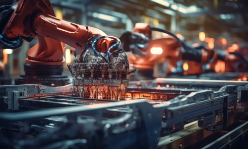 Automotive assembly line, precision and automation.